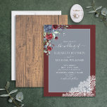 Convite Casamento de Manuscrito de Madeira Azul-Borgonha E<br><div class="desc">Estamos tão felizes com este elegante e empoeirado convite de casamento, rústico! Não foi fácil aparecer com um rústico e empoeirado design de burlões azuis que nós sentimos que cumprimos nossas exigências estéticas, mas então fizemos isso, e agora estamos apaixonados! Parte de uma suíte de casamento que esperamos que você...</div>