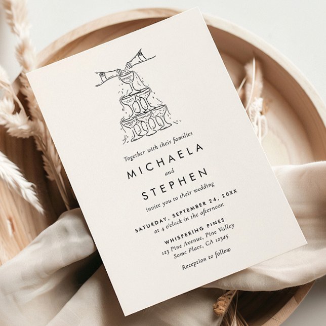 Convite Casamento de Mão Minimalista Elegante (Criador carregado)