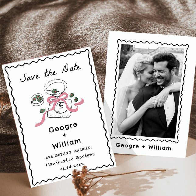 Convite Casamento de Mão Rosa Rosa Moderna e Branca (Criador carregado)