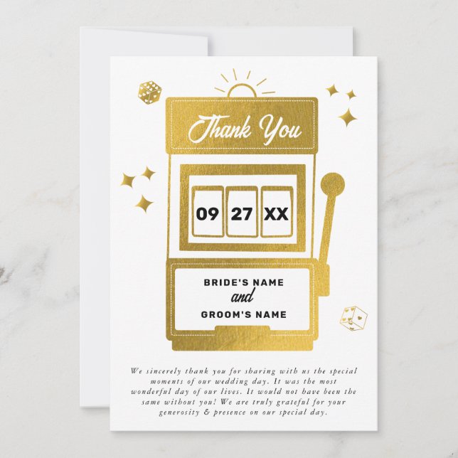 Convite Casamento de Máquina de Slot Casino de Destino de  (Frente)