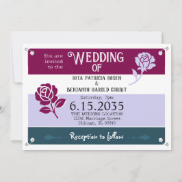 Convite Casamento de Maratona Race Bib de Rosas Azuis do V