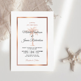 Convite Casamento de Marble da Árvore de Cobre Dourada Ele