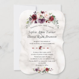 Convite Casamento de Marble das Flores de Blush da Waterco
