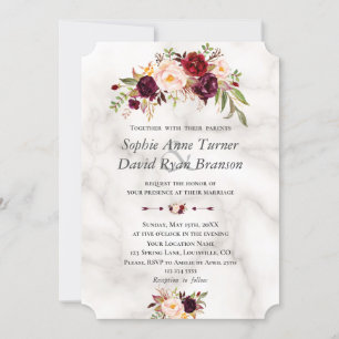 Convite Casamento de Marble das Flores de Blush Moderno Bu