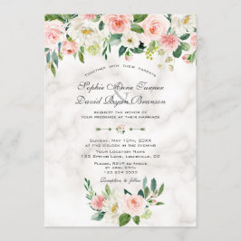 Convite Casamento de Marble das Flores de Neve