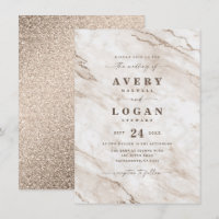 Casamento de Marble e Glitter de bege Branco