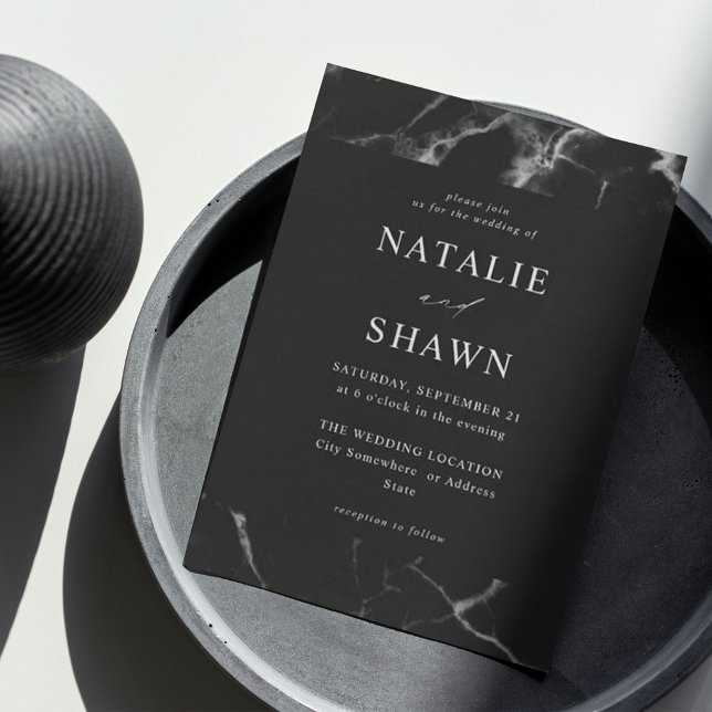 Convite Casamento de Marble Negro (Criador carregado)