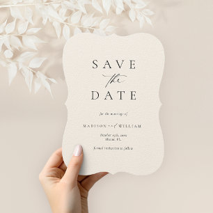 Convite Casamento de marfim de script legante Salve a data