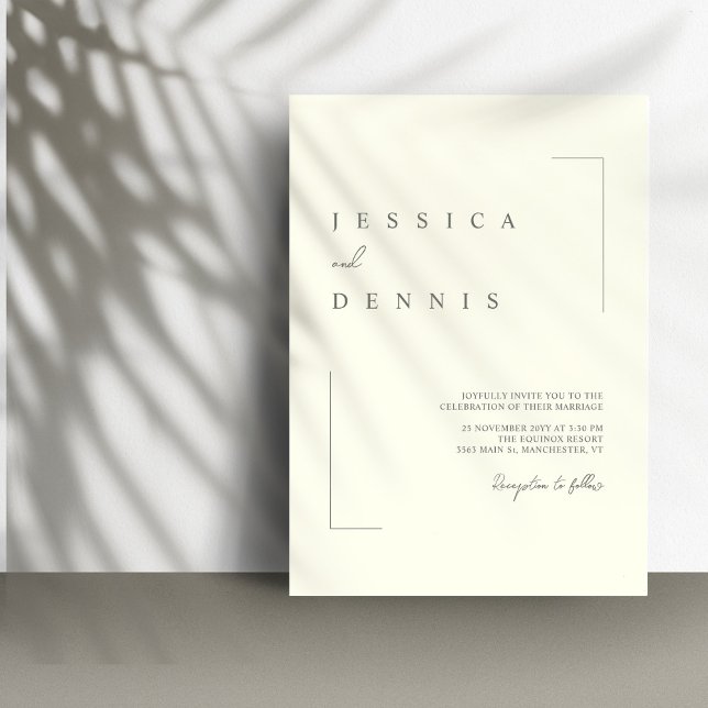 Convite Casamento de marfim mínimo e elegante moderno (Criador carregado)