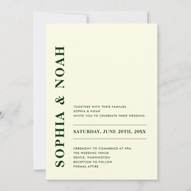 Convite Casamento de Marfim Moderno Mínimo do Código QR (Frente)