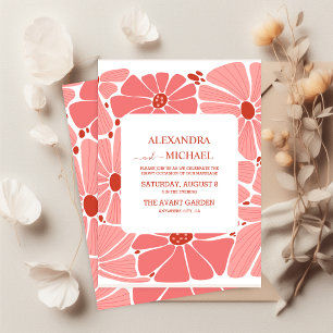 Convite Casamento de margarida cor-de-rosa moderno e desco