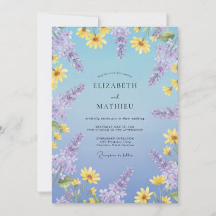 Convite Casamento de Margarida Eucalipto Azul-Miosótis