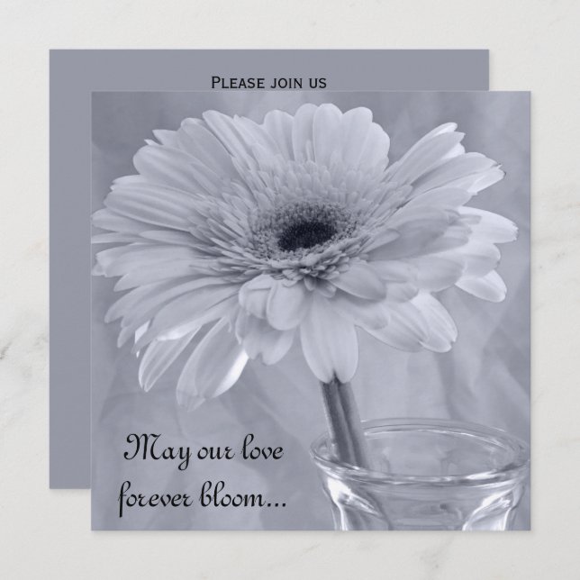 Convite Casamento de margarida pintada azul pálido (Frente/Verso)