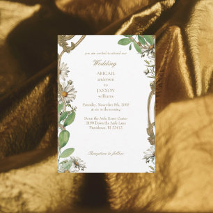 Convite Casamento de Margaridas em Moldura Antiga