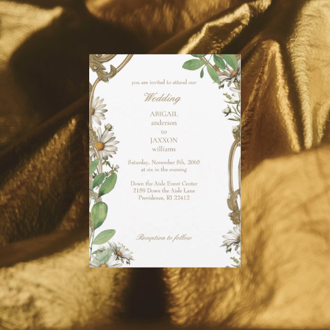 Convite Casamento de Margaridas em Moldura Antiga (Criador carregado)