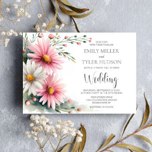 Convite Casamento de Margaridas Rosa e Branca