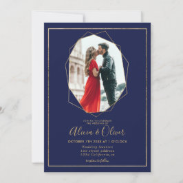 Convite Casamento de marinho azul de terrário com quadro d