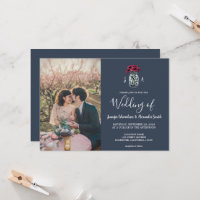 Casamento de marinho azul-monograma Rustic Mason