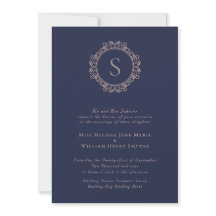 Casamento de Marinho de Blush Monograma Elegante