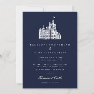 Convite Casamento de Marinho de Ilustração do Castelo de V