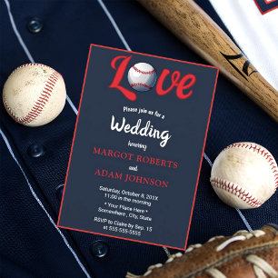 Convite Casamento de Marinho Floral de Baseball Love Burgu