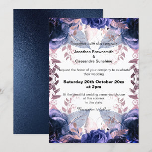 CONVITE CASAMENTO DE MARINHO FLORAL DE GLITTER DE ROPLE EL