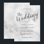 Convite Casamento de Mármore Branco Elegante Clássico<br><div class="desc">Clássico Elegante White Marble Invitation Suite: Convite de casamento com título em fonte moderna de cinza com detalhes de casamento na cinza sans serif moderna em fundo de mármore branco.</div>