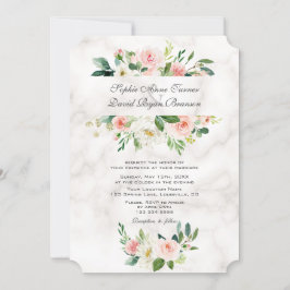 Convite Casamento de mármore das flores de chaminé rosa-ro