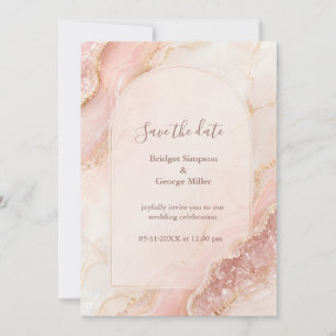 Convite Casamento de mármore de Ágata Rosa Quartz Romântic