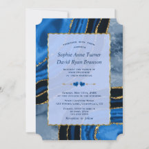 Casamento de Mármore Dourado Ágata Azul-Marinho Ún