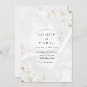 Convite Casamento de Mármore Dourado Creme Eucalipto