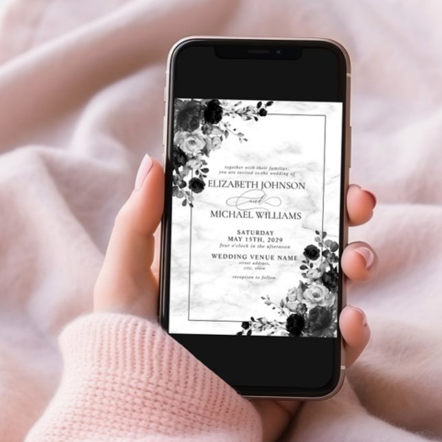 Convite Casamento de Mármores de Água das Flores Negras El (Criador carregado)