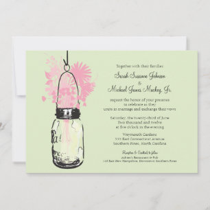 Convite Casamento de Mason Jar e Flores Selvagens