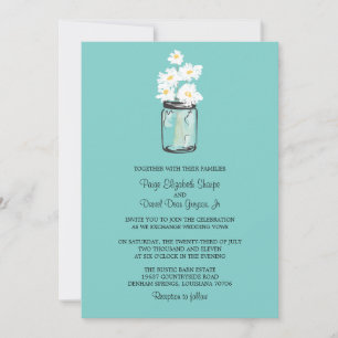 Convite Casamento de Mason Jar e White Daisies