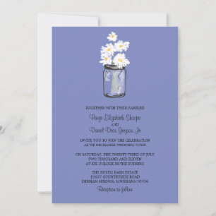 Convite Casamento de Mason Jar e White Daisies