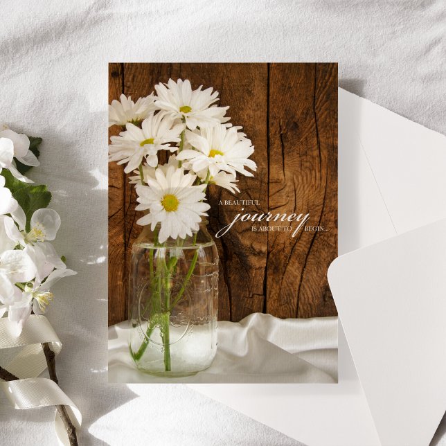 Convite Casamento de Mason Jar e White Daisies Country (Criador carregado)