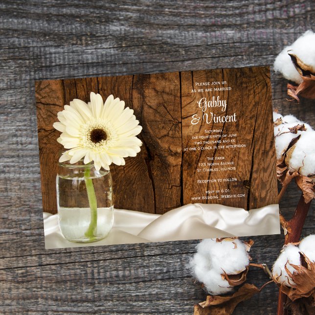 Convite Casamento de Mason Jar e White Daisy Barn (Criador carregado)