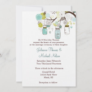 Convite Casamento de Mason Jars e Flores