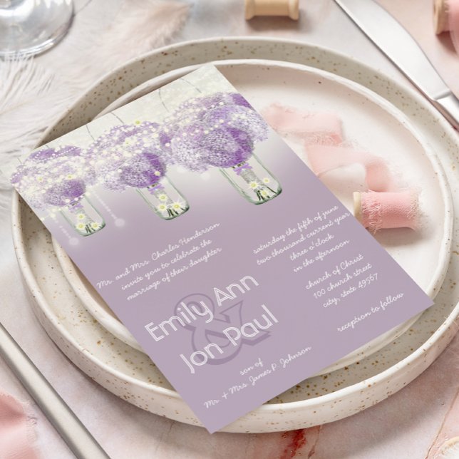 Convite Casamento de Mason Roxo Roxo de Corte Die (Criador carregado)