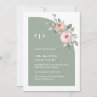 Casamento de meia altura do monograma verde-sábado
