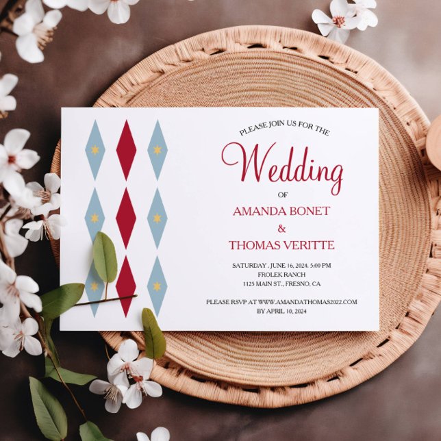 Convite Casamento de Meio século Amarelo Azul Diamante Ama (Criador carregado)