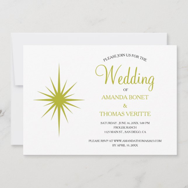 Convite Casamento de Meio século de Starburst Atômico Verd (Frente)