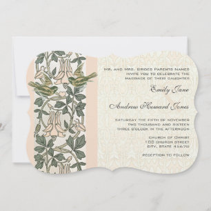 Convite Casamento de Mel Suckle de Pássaros de Amor Vintag