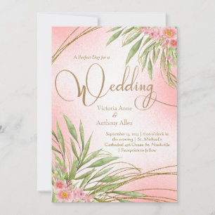 Convite Casamento de Melancia Floral Rosa Elegante