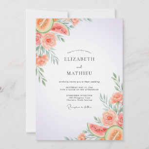 Convite Casamento de Melão Coral Eucalipto