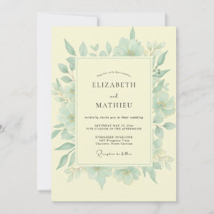 Convite Casamento de Menta Eucalipto e Manteiga