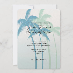 Convite Casamento de Mint Blue Tropical Palm Trees