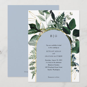 Convite  Casamento de moda de jardim Botânico de Azul Mod