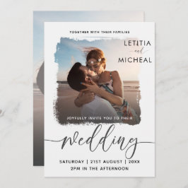 Convite Casamento de modelo de foto preto e branco moderno