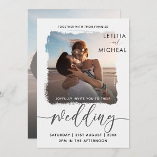 Convite Casamento de modelo de foto preto e branco moderno